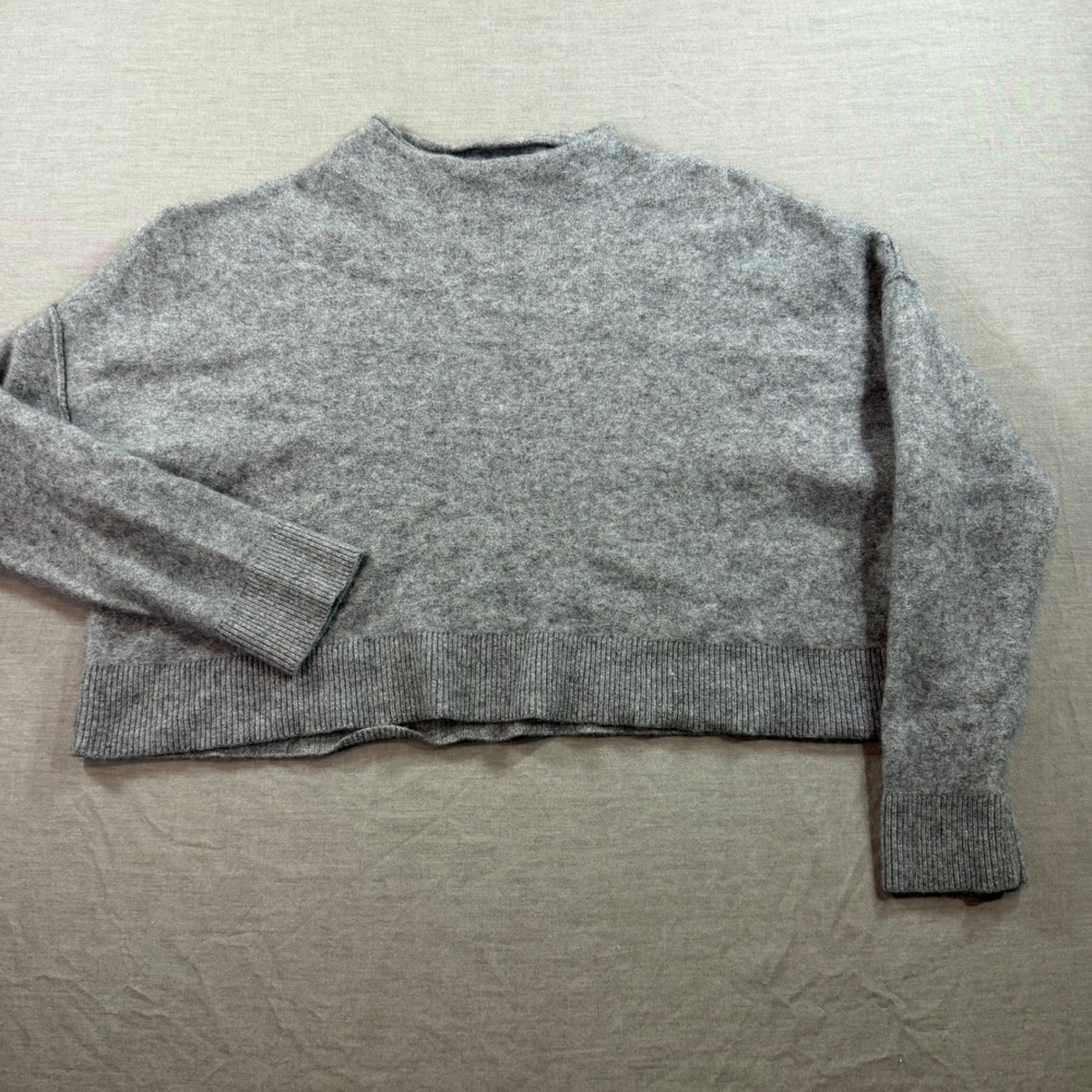Pilcro Sweater Womens XS Grey Excellent 100% Cashmere Cropped Mock Neck Boxy